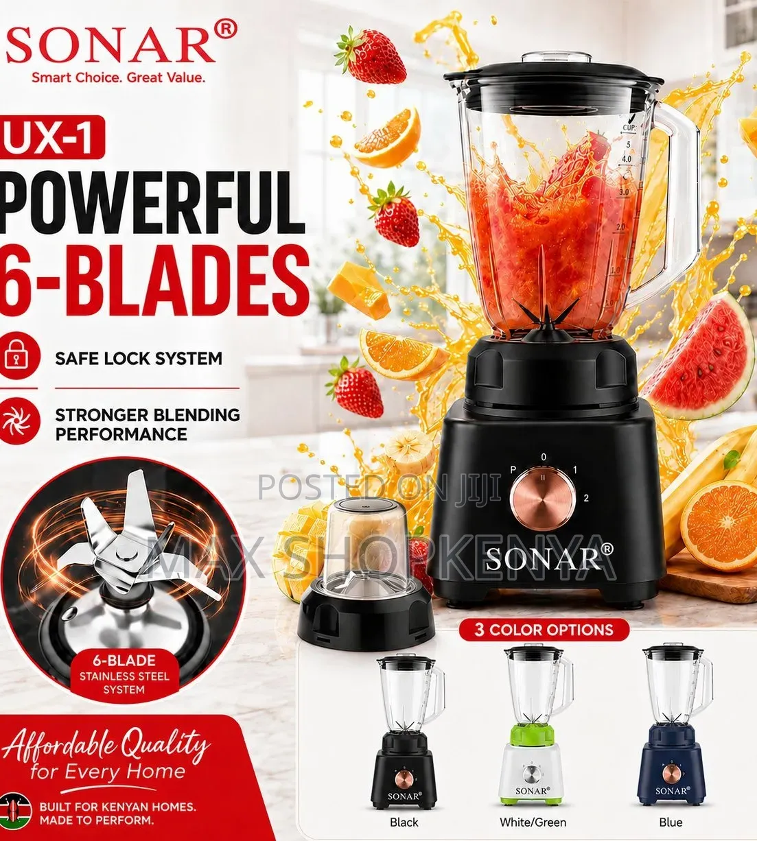Sonar 300W 2-in-1 Blender With 1.8L Capacity
