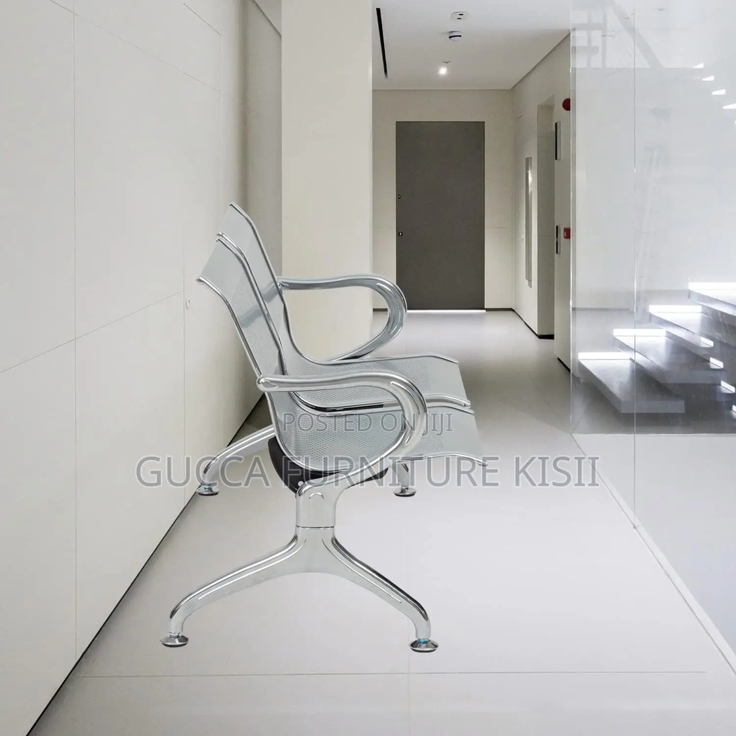 Reception Bench; 2-Link Stainless Steel Reception Bench