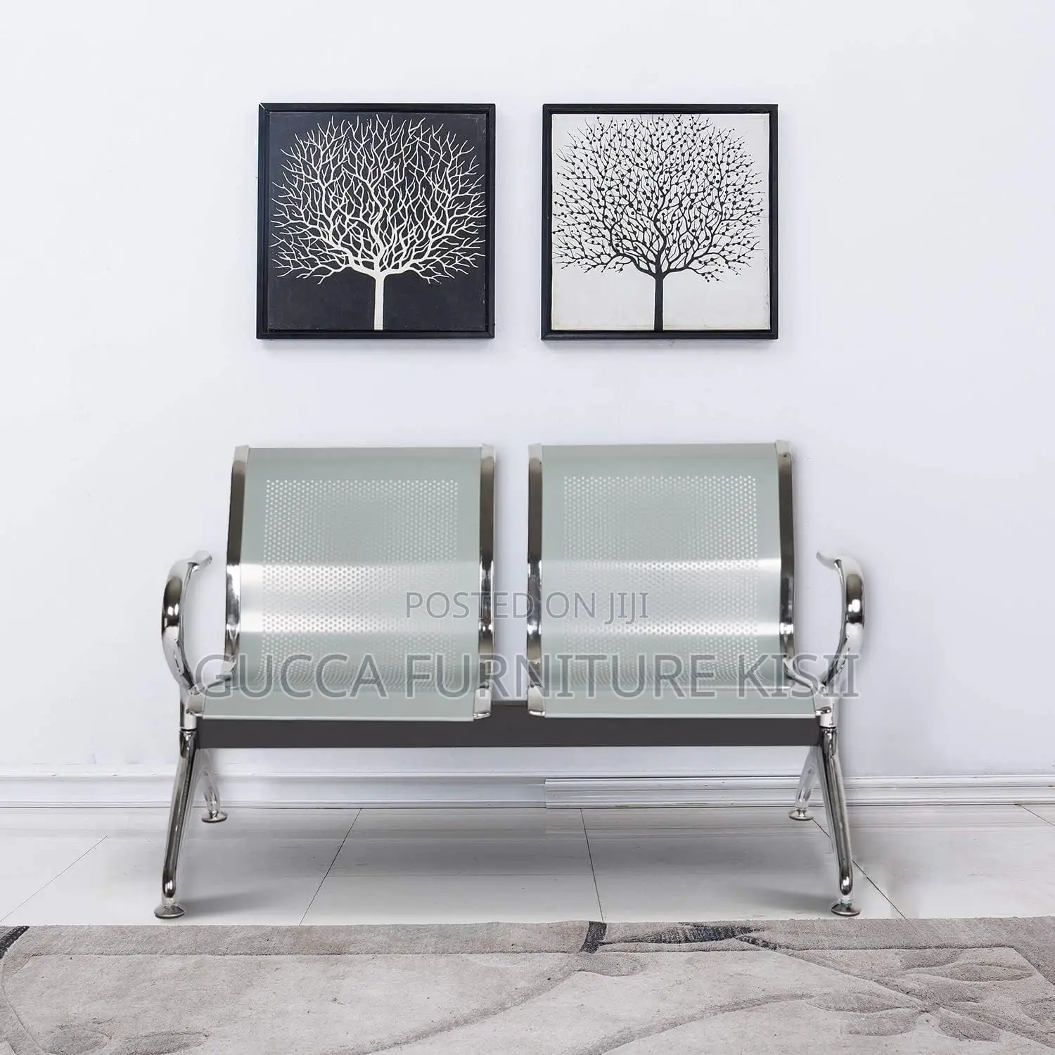 Reception Bench; 2-Link Stainless Steel Reception Bench