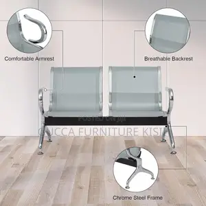 Reception Bench; 2-Link Stainless Steel Reception Bench