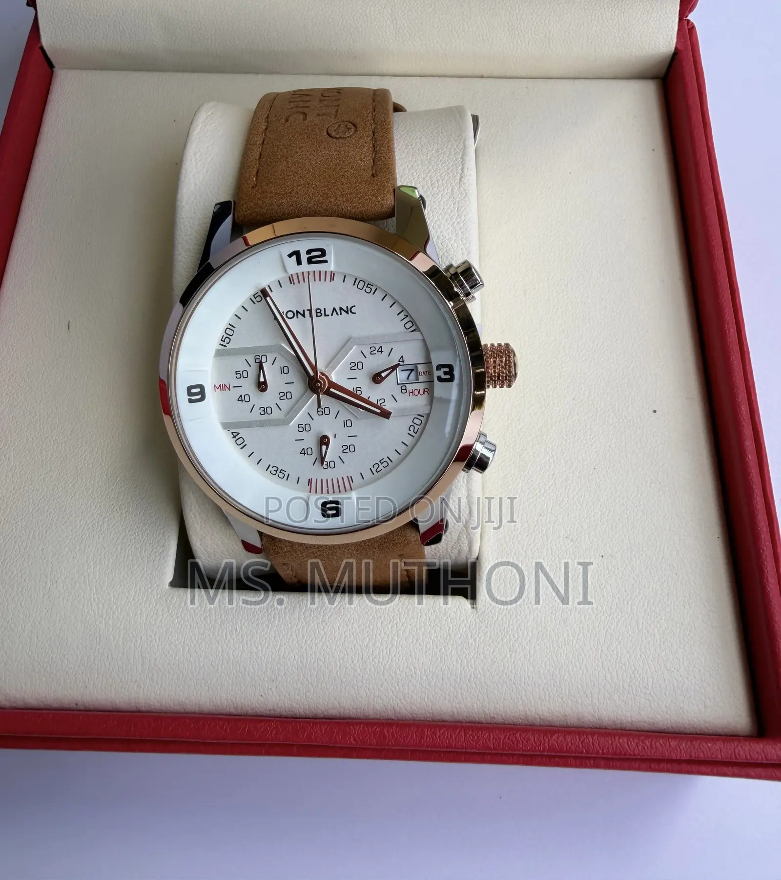 Textured Leather Straps Mont Blanc Gents Wrist Watch
