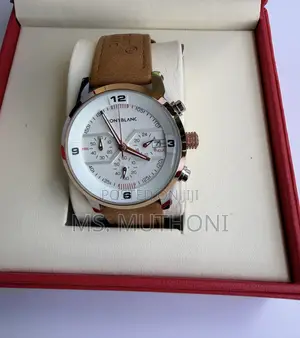 Textured Leather Straps Mont Blanc Gents Wrist Watch