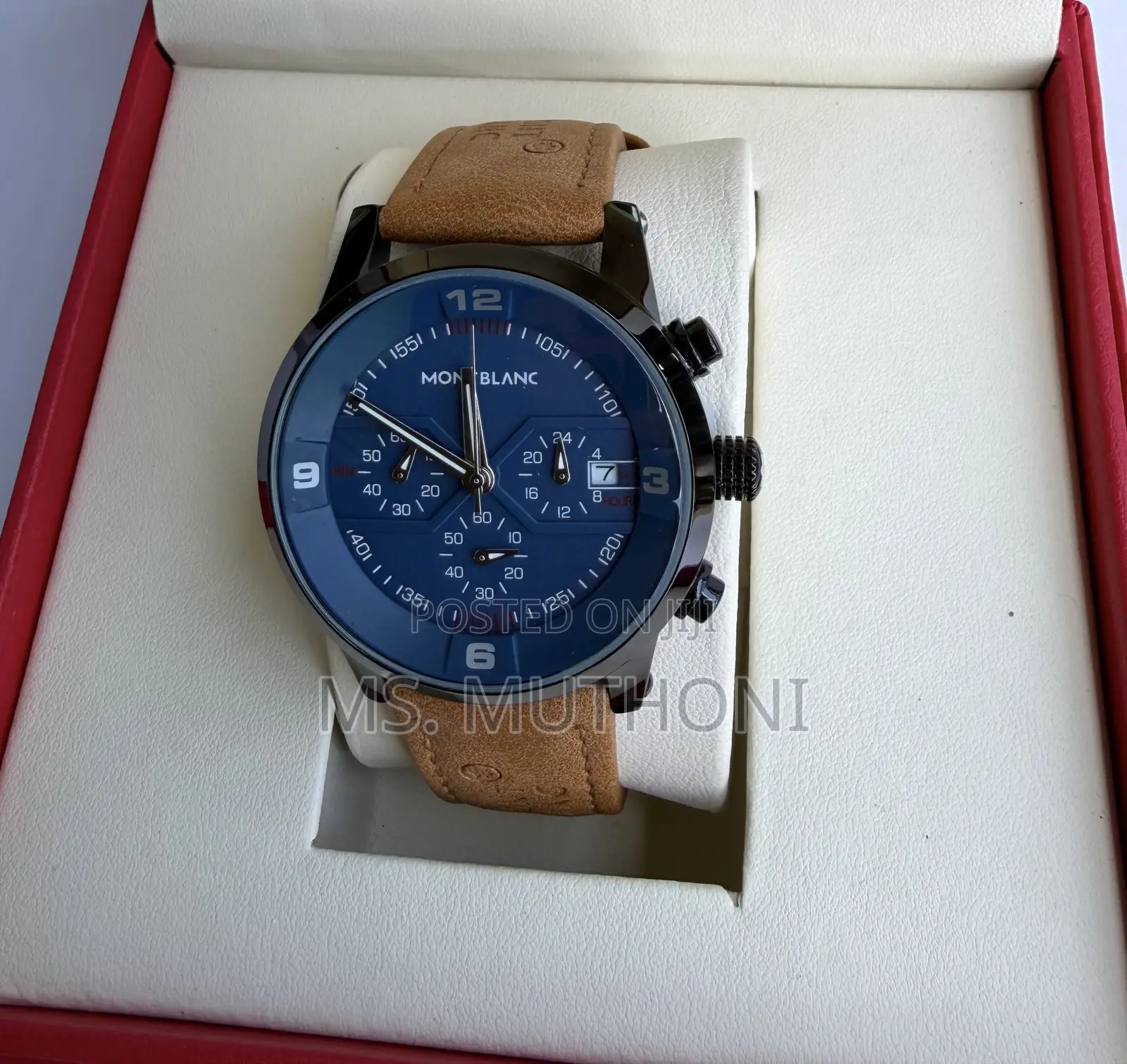 Textured Leather Straps Mont Blanc Gents Wrist Watch