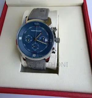 Textured Leather Straps Mont Blanc Gents Wrist Watch