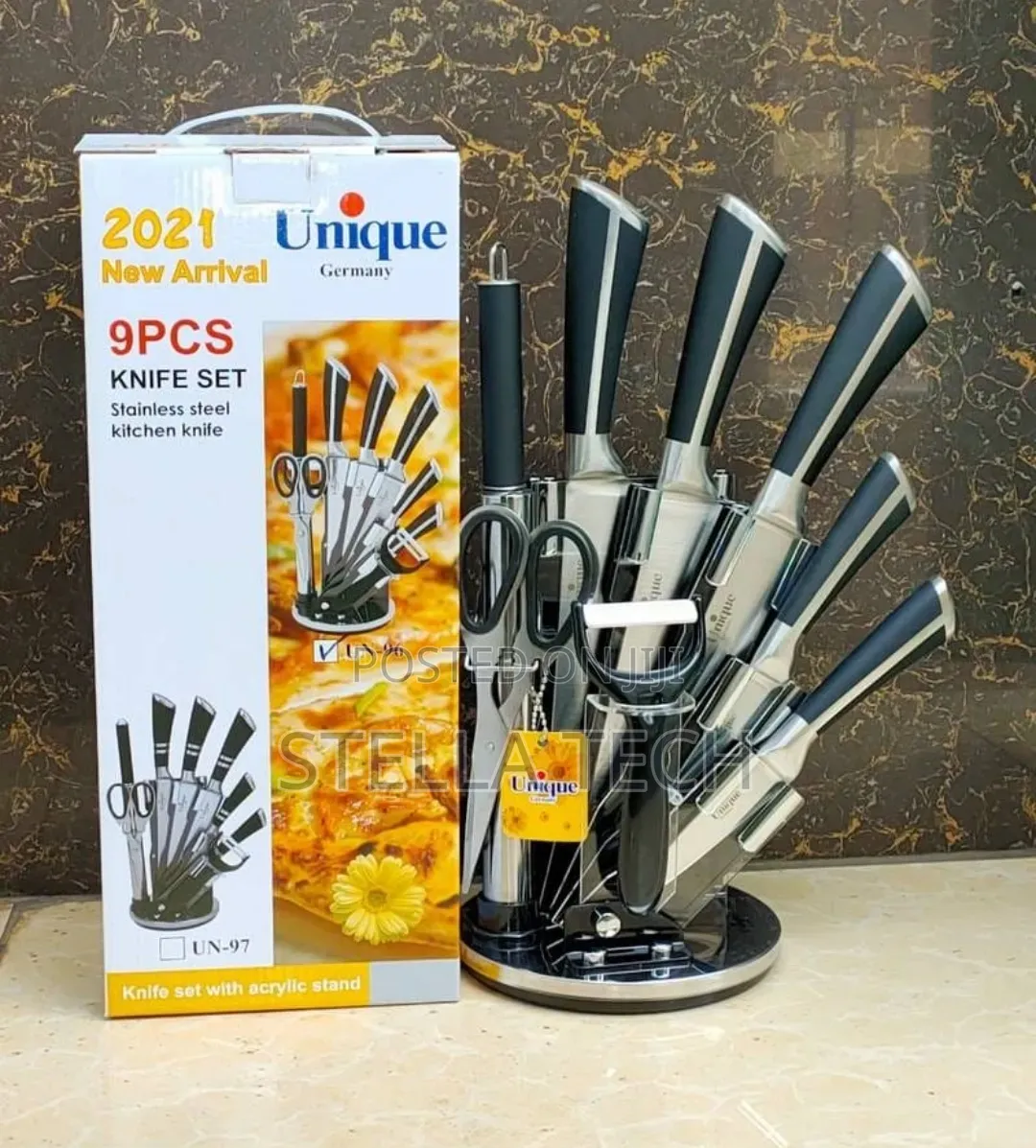 UNIQUE 9PCS Kitchen Knife Set Stainless Steel Knives