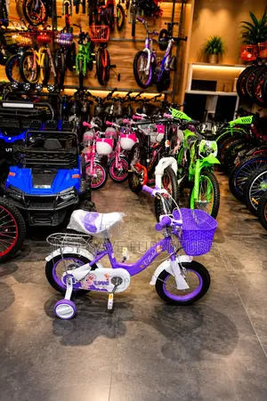 Purple Girls Size 12" Bike With Training Wheels, Basket Carrier