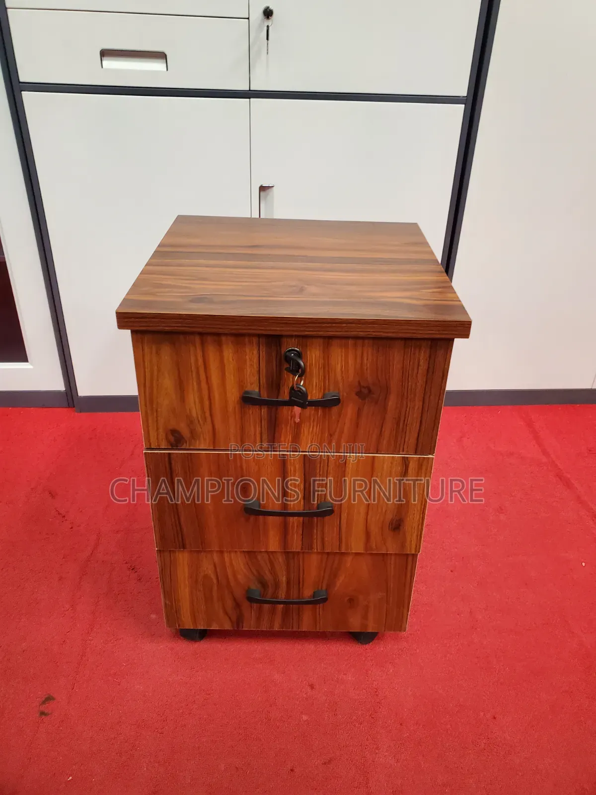 3-Drawers Mobile Wooden Pedestal Cabinet