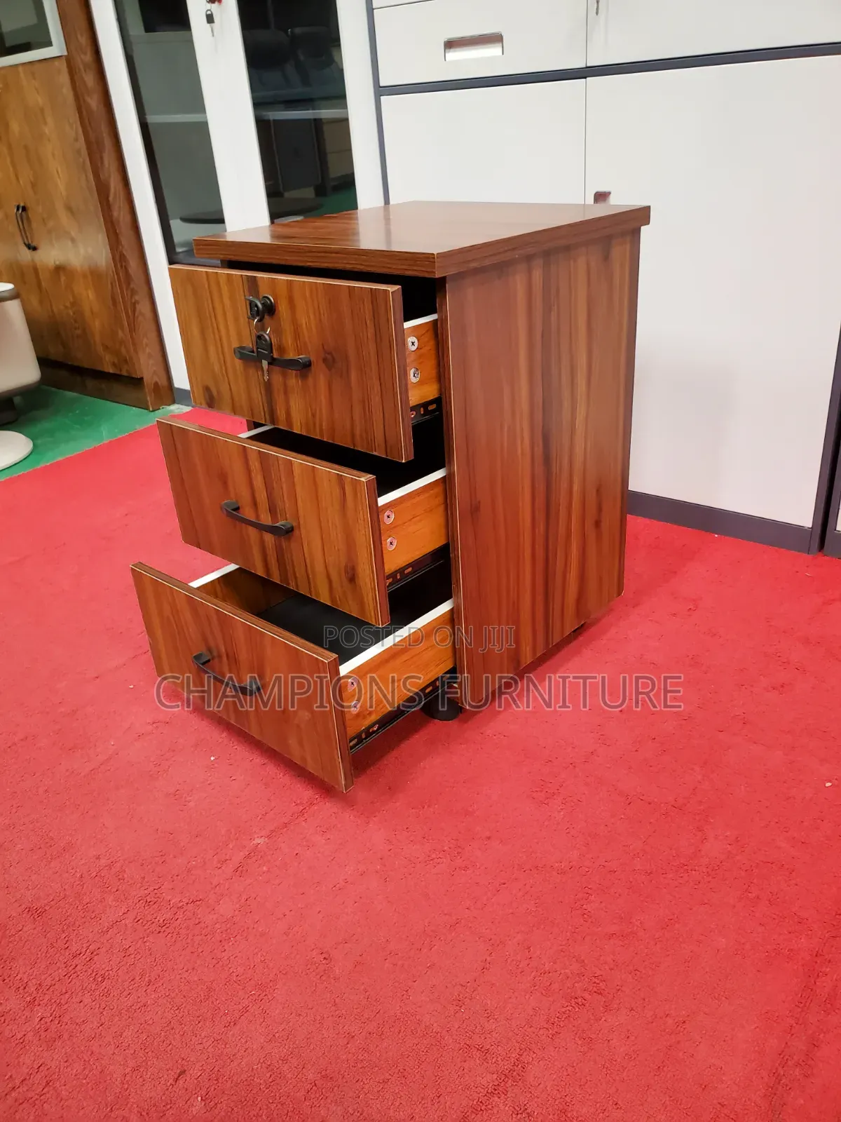 3-Drawers Mobile Wooden Pedestal Cabinet