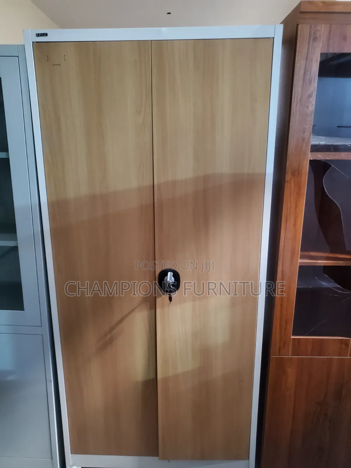 2-Door Metal Cabinet With Wooden Finish