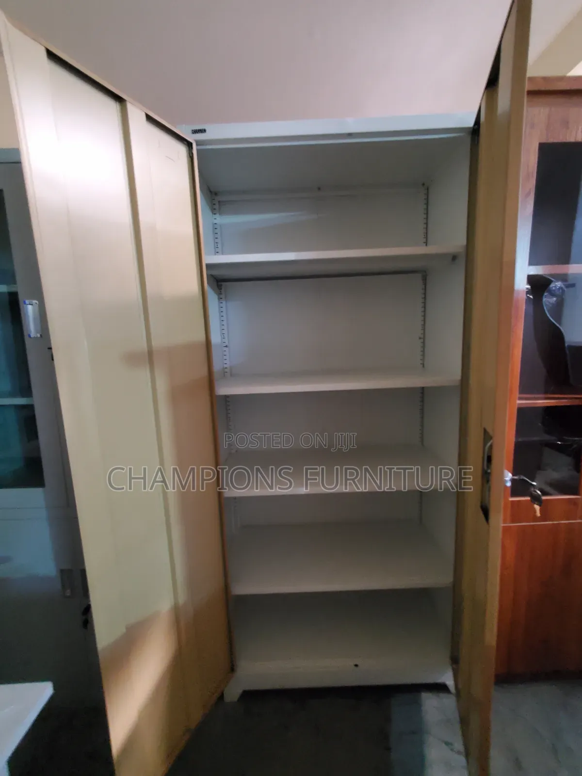 2-Door Metal Cabinet With Wooden Finish