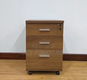 Office Cabinet : VAR Brown Wooden 3-Drawer Mobile Pedestal