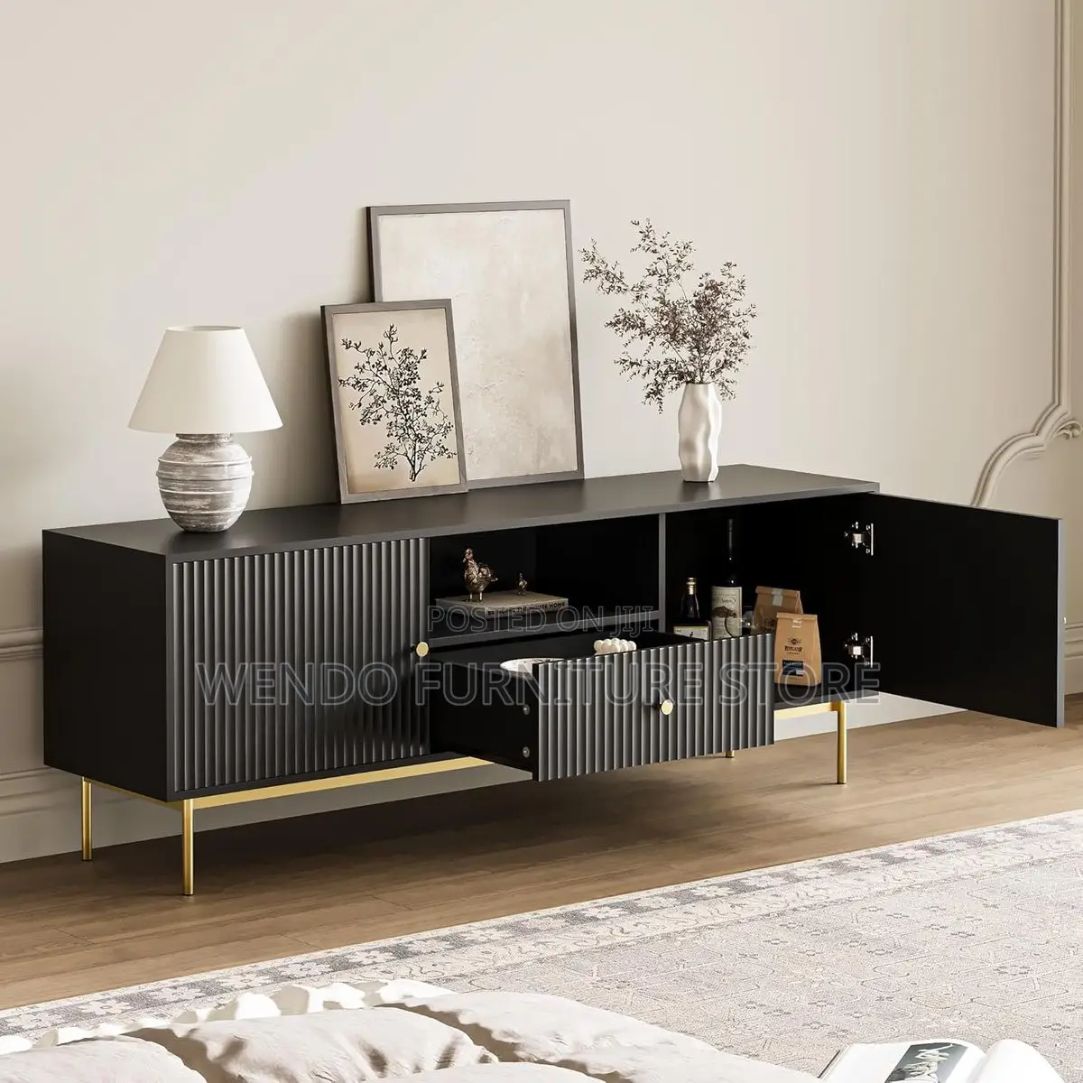 Space-Saving Wooden TV Cabinet