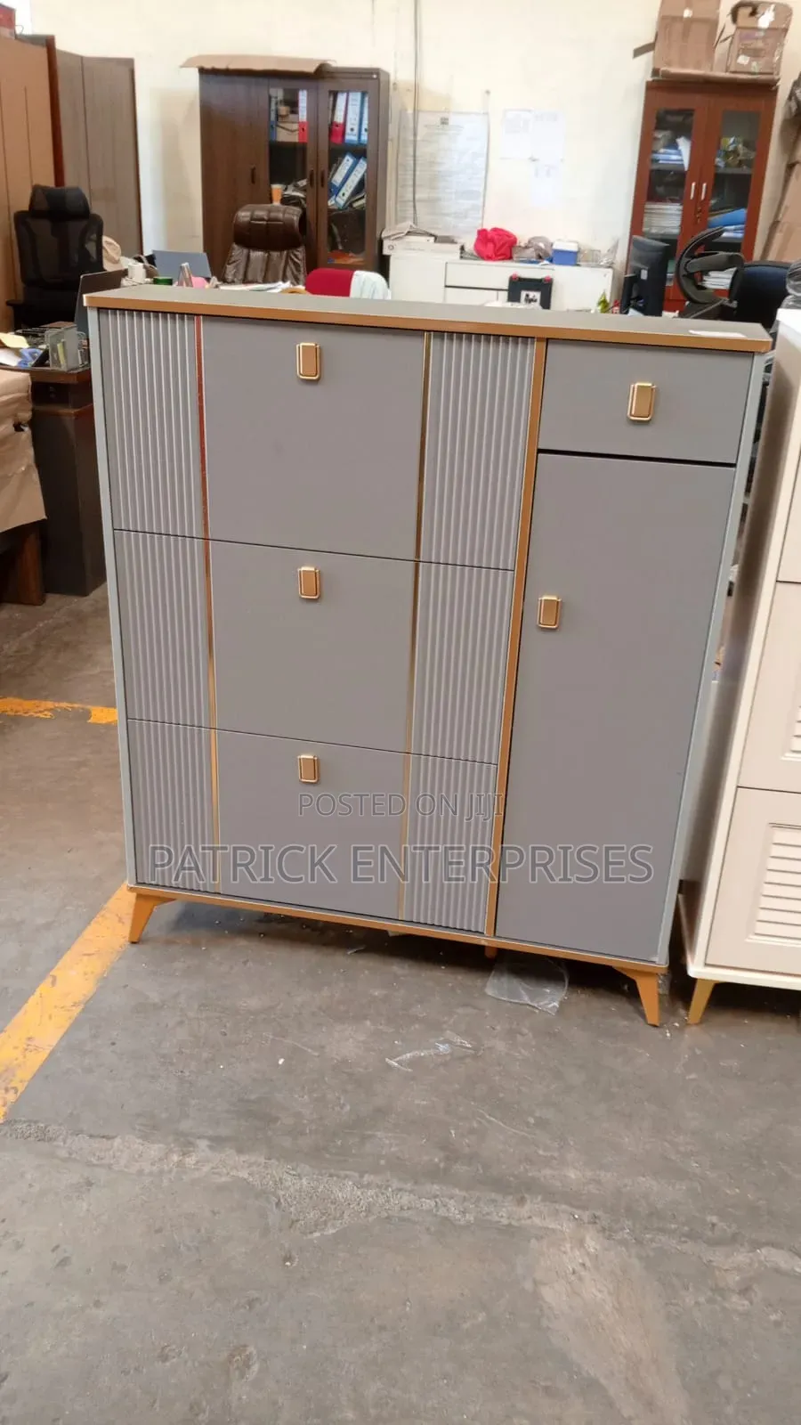 Imported Modern Gray Flip Shoe Rack Cabinet