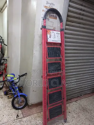 6-Step Heavy Duty Foldable Steel Household Step Ladder (Red Black)