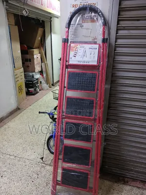 6-Step Heavy Duty Foldable Steel Household Step Ladder (Red Black)