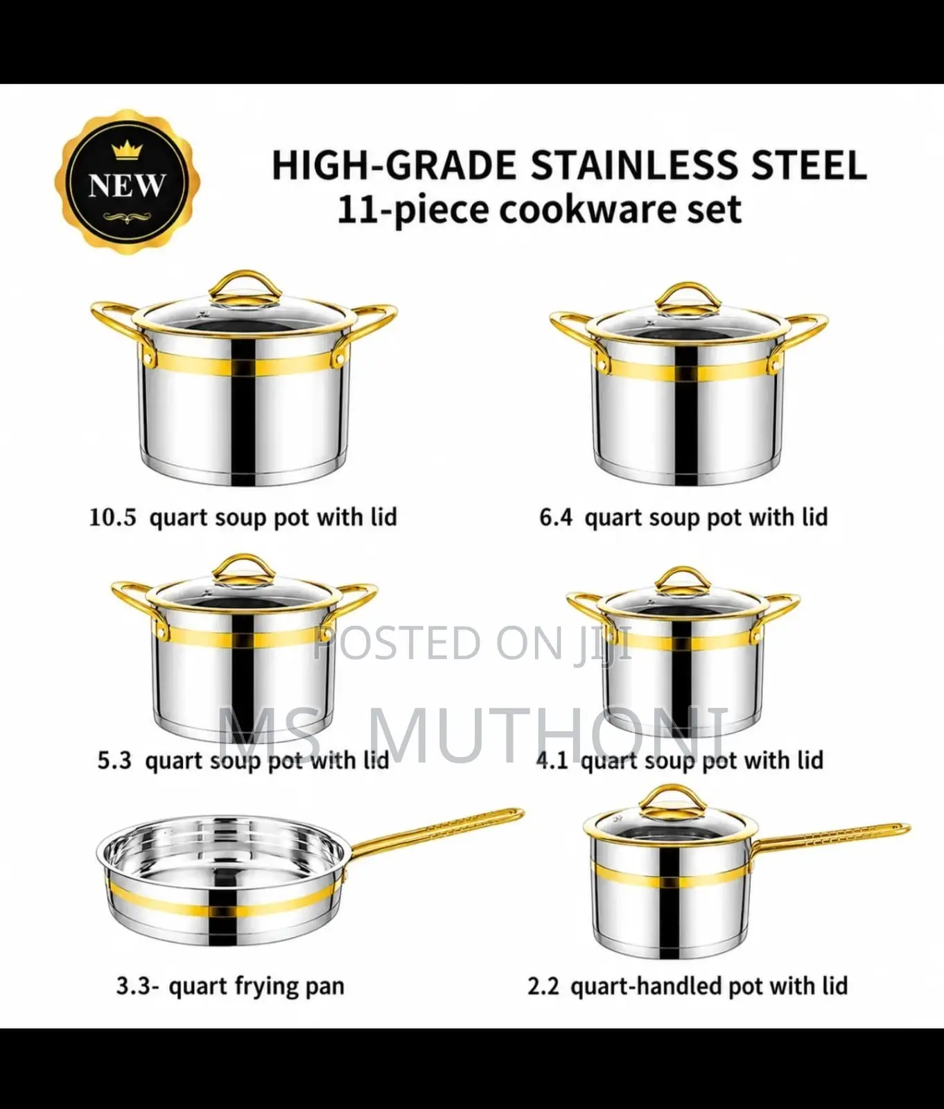 High-Grade 11-Piece Stainless Steel Cookware Set