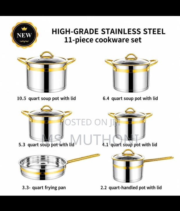 High-Grade 11-Piece Stainless Steel Cookware Set - thumbnail 2