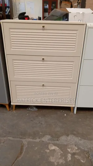 A Wooden/ MDF Imported Three -Tier Flip Shoe Rack Cabinet