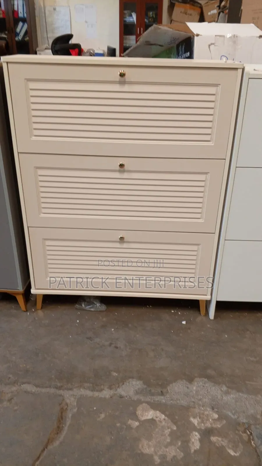 A Wooden/ MDF Imported Three -Tier Flip Shoe Rack Cabinet