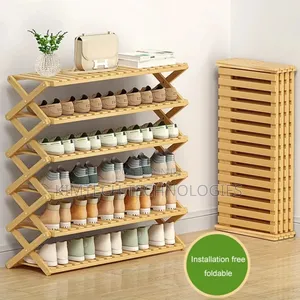 6-Tier Foldable Bamboo Shoe Rack