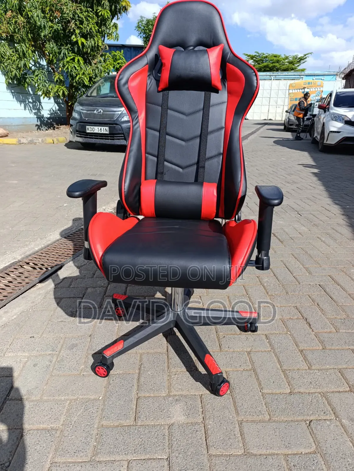 Leather Gaming Chair Red Black