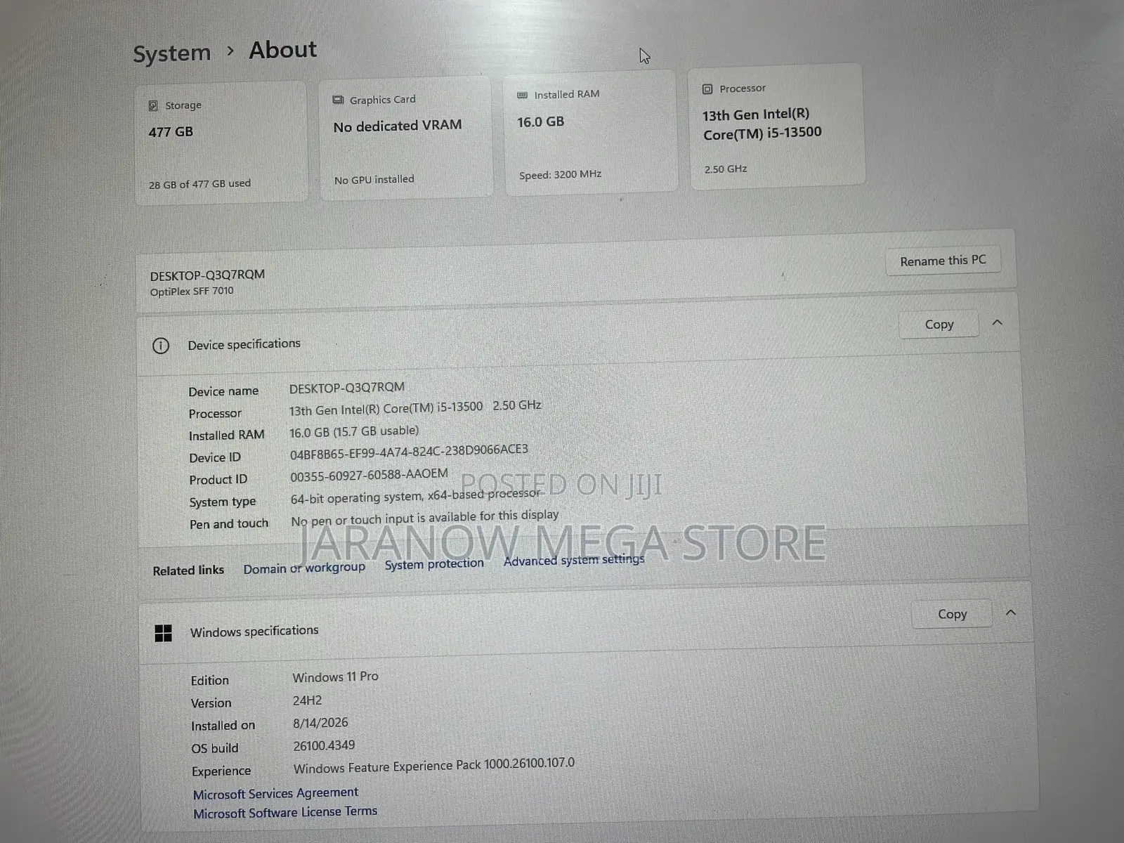 Desktop Computer Dell OptiPlex 7010 16GB Intel Core i5 SSD 512GB