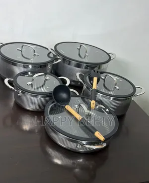 Heavy Duty UCC LIFE 12PCS Triply Ribbed Stainless Steel Pot Set