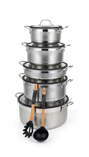Heavy Duty UCC LIFE 12PCS Triply Ribbed Stainless Steel Pot Set