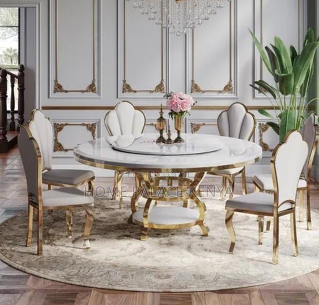 Dining Set; Modern Round Swivel Dining Table Set With Matching Chairs - thumbnail 3
