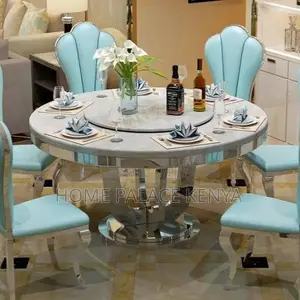 Dining Set; Modern Round Swivel Dining Table Set With Matching Chairs