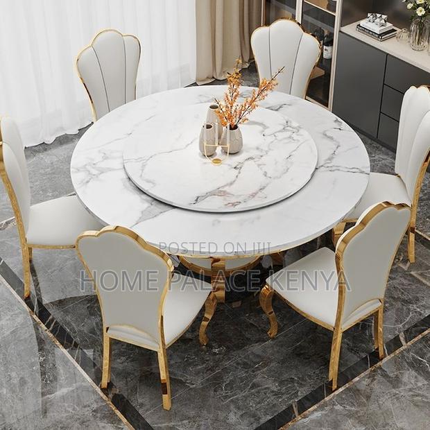 Dining Set; Modern Round Swivel Dining Table Set With Matching Chairs - thumbnail 5