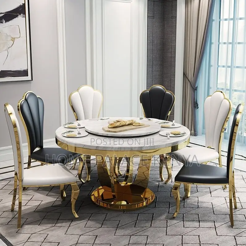 Dining Set; Modern Round Swivel Dining Table Set With Matching Chairs