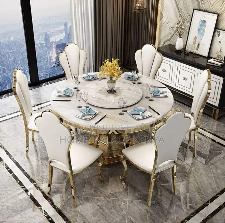 Dining Set; Modern Round Swivel Dining Table Set With Matching Chairs