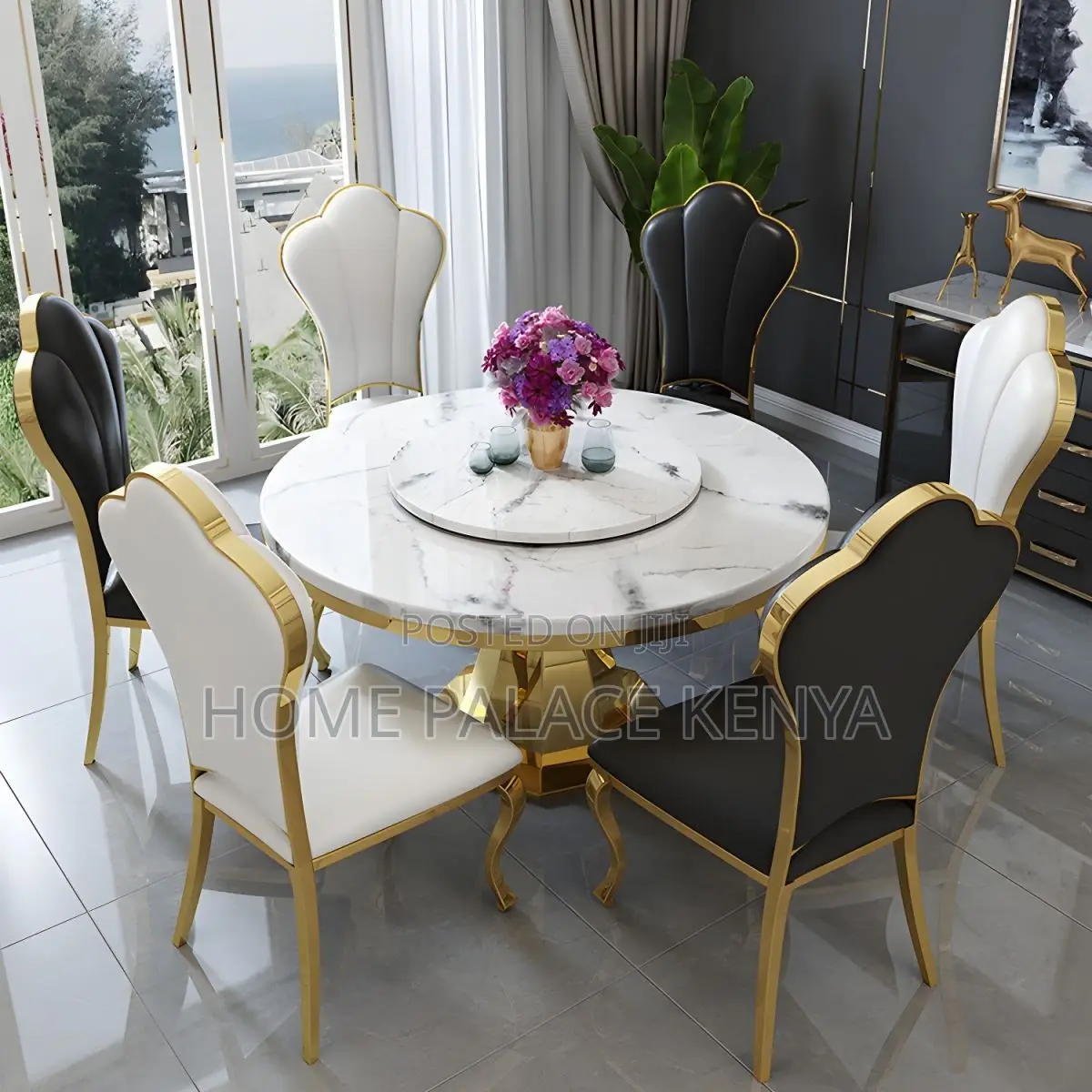 Dining Set; Modern Round Swivel Dining Table Set With Matching Chairs