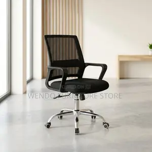 Office Chair : Black Mid-Back Ergonomic Mesh Office Chair