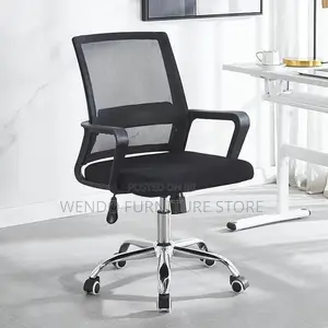 Office Chair : Black Mid-Back Ergonomic Mesh Office Chair