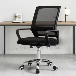 Office Chair : Black Mid-Back Ergonomic Mesh Office Chair