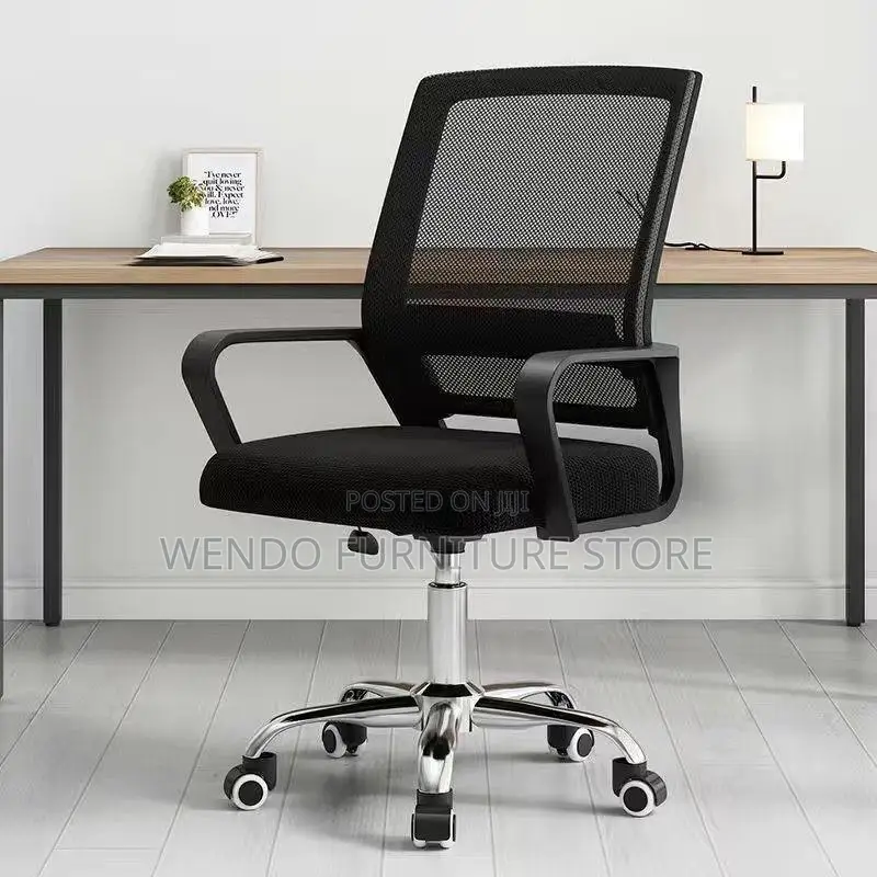 Office Chair : Black Mid-Back Ergonomic Mesh Office Chair