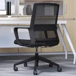Office Chair : Black Mid-Back Ergonomic Mesh Office Chair