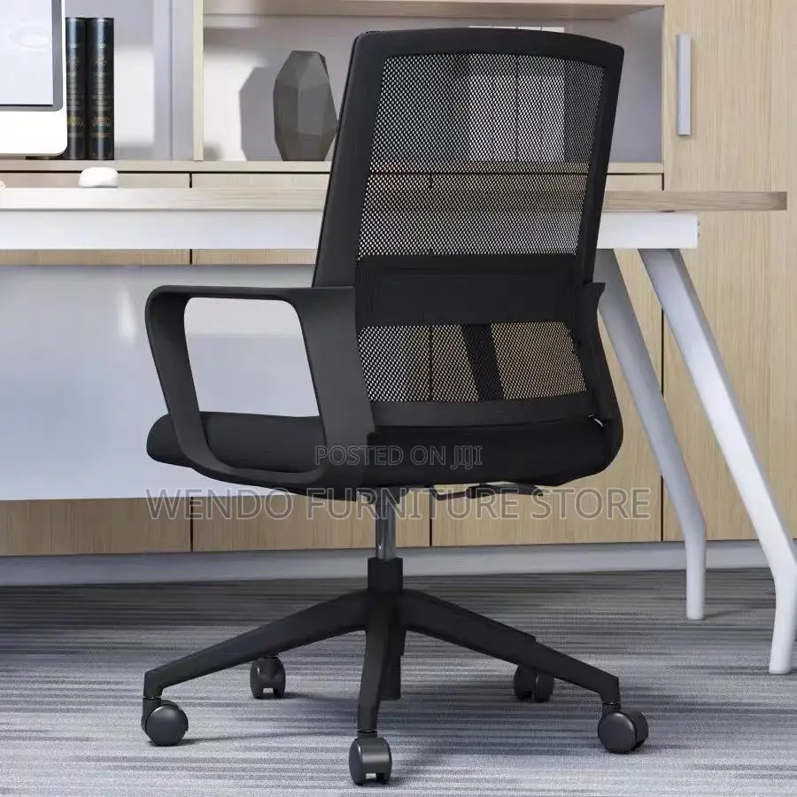 Office Chair : Black Mid-Back Ergonomic Mesh Office Chair