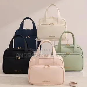 Large Capacity PU Cosmetics Bag/ Multi Pocket Travel / Make Up Bag