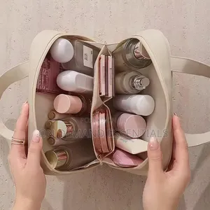Large Capacity PU Cosmetics Bag/ Multi Pocket Travel / Make Up Bag