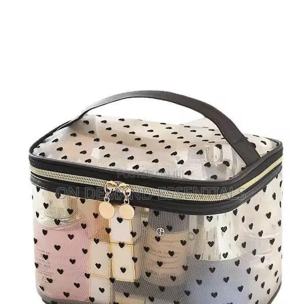 Breathable Cosmetics Organizer Bag Color- Black, Off- White - main view