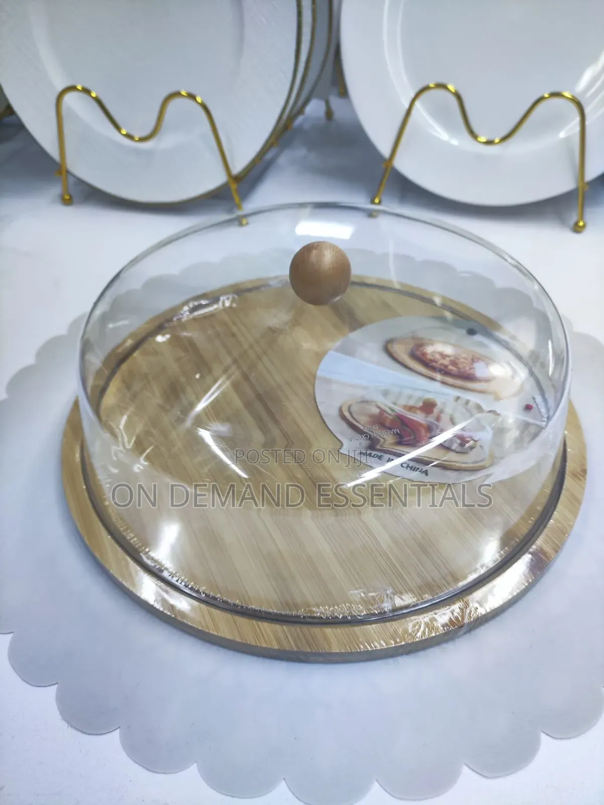 Acrylic Food Cover With Bamboo Base