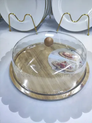 Acrylic Food Cover With Bamboo Base