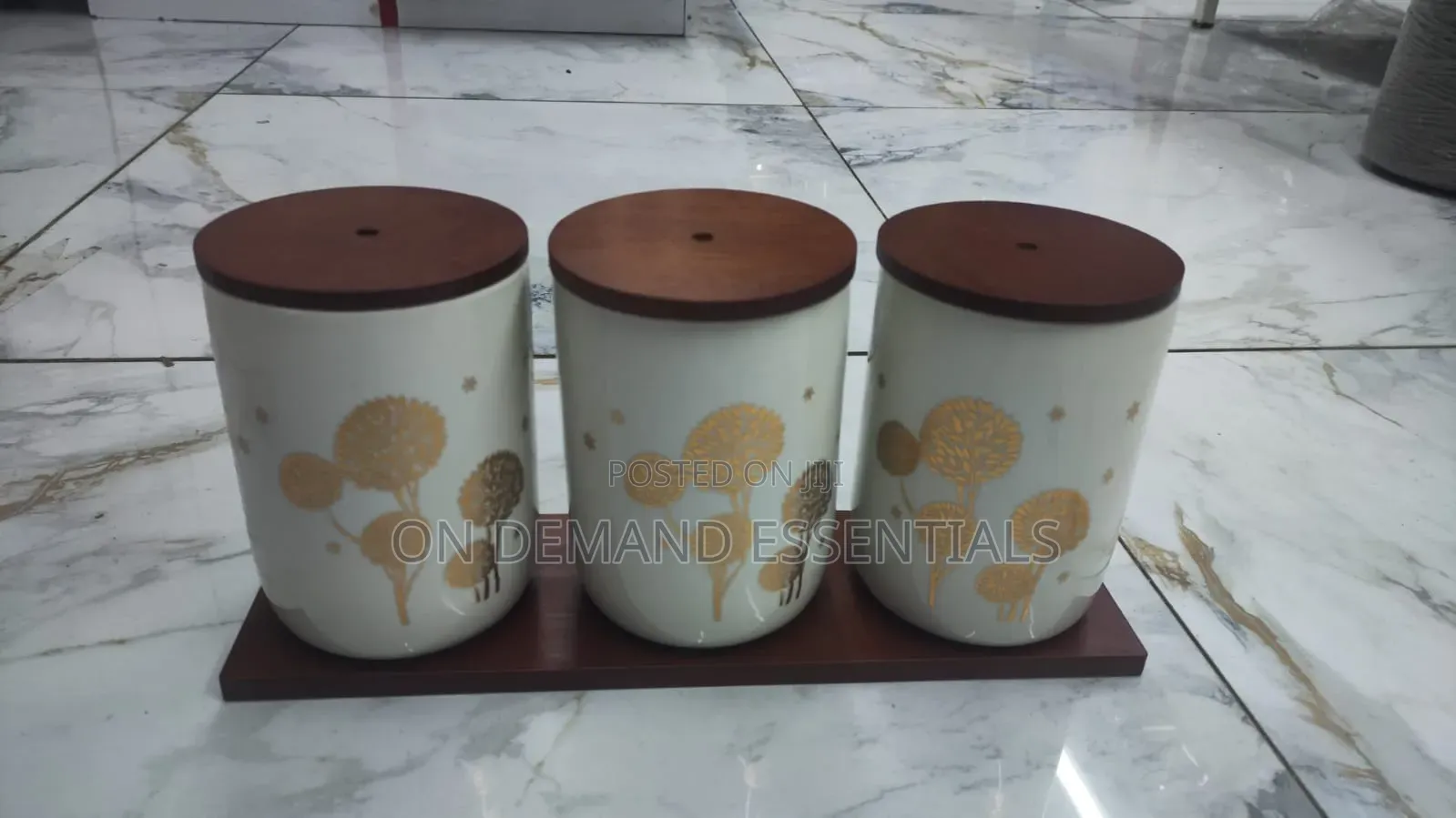 Flower Black White Canister 3pcs