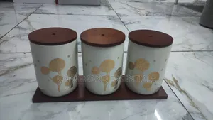 Flower Black White Canister 3pcs