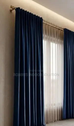 Symphony in Blue: Artistic Print Window Set Curtain
