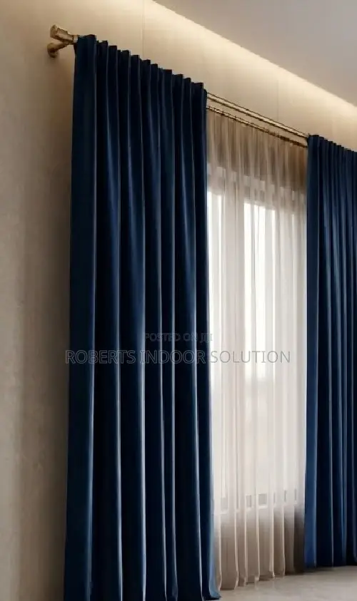 Symphony in Blue: Artistic Print Window Set Curtain