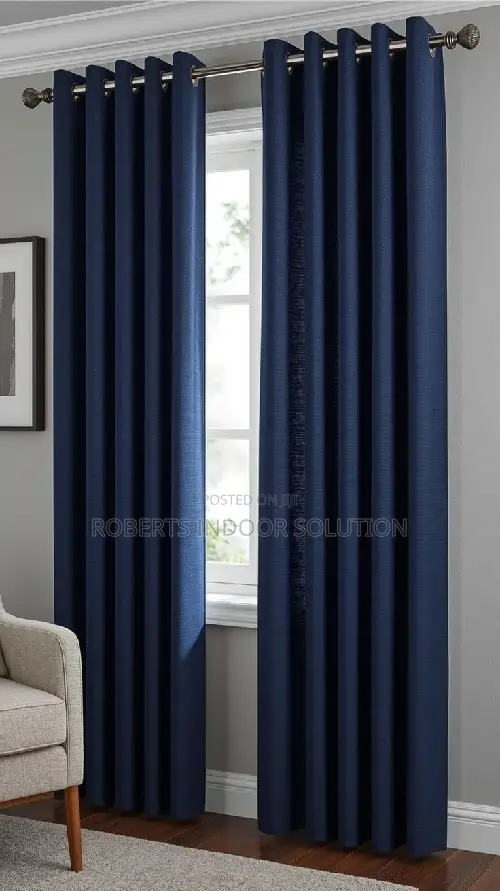 Symphony in Blue: Artistic Print Window Set Curtain